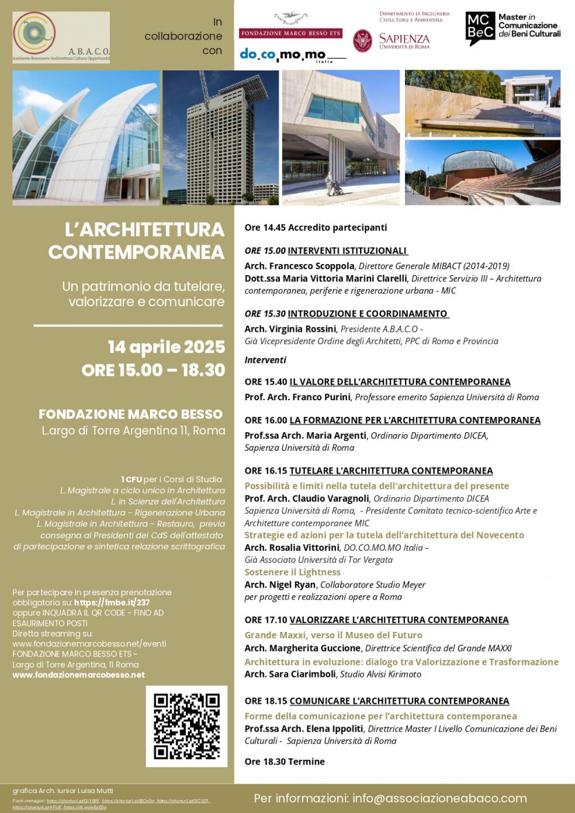 L’architettura Contemporanea. Un patrimonio da tutelare, valorizzare e comunicare